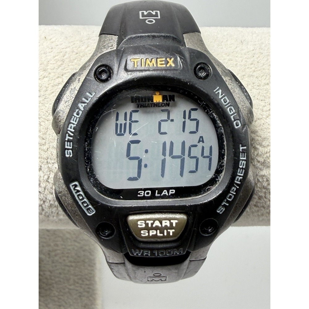 Timex 170 Mens Watch New Battery 2016 Black 38MM 8" 30 Lap Ironman Triathlon